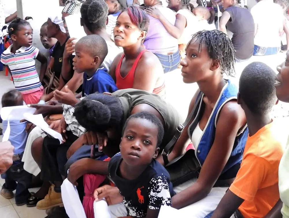 Community members waiting at the medical mission